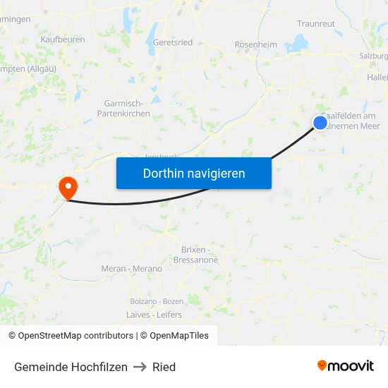 Gemeinde Hochfilzen to Ried map
