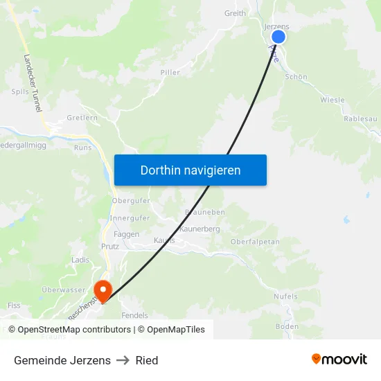 Gemeinde Jerzens to Ried map