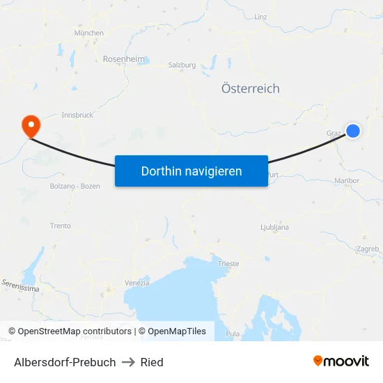 Albersdorf-Prebuch to Ried map