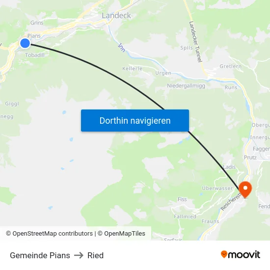 Gemeinde Pians to Ried map