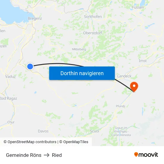 Gemeinde Röns to Ried map