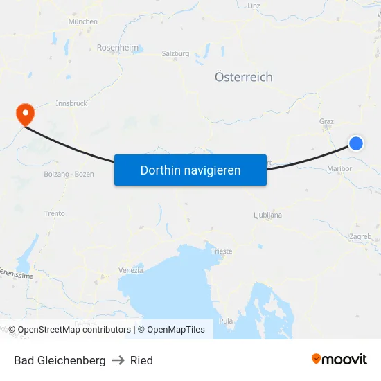 Bad Gleichenberg to Ried map