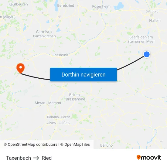 Taxenbach to Ried map