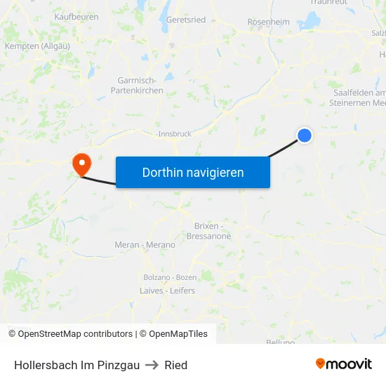 Hollersbach Im Pinzgau to Ried map