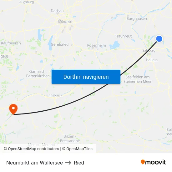 Neumarkt am Wallersee to Ried map