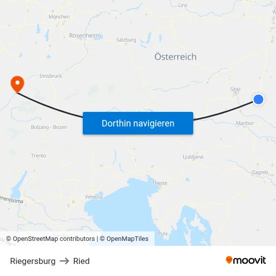 Riegersburg to Ried map