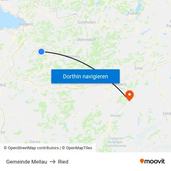 Gemeinde Mellau to Ried map
