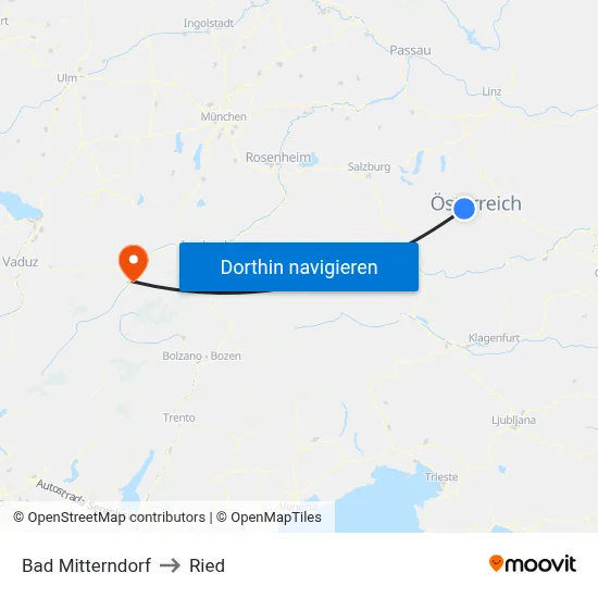 Bad Mitterndorf to Ried map