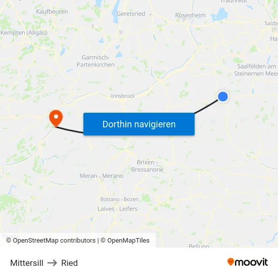 Mittersill to Ried map