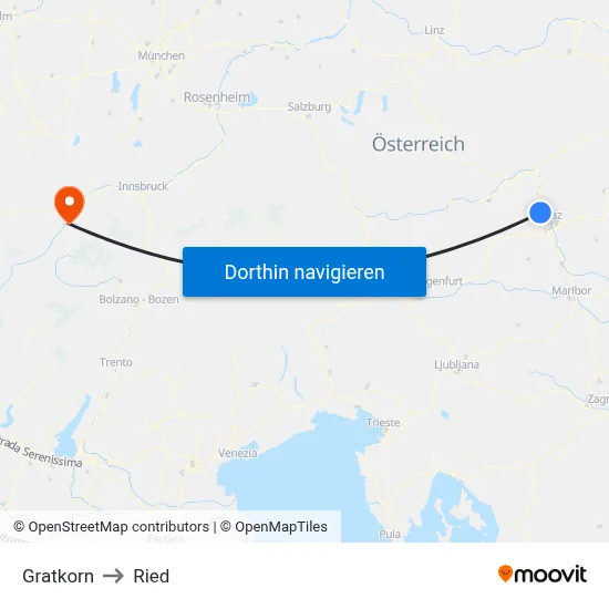 Gratkorn to Ried map