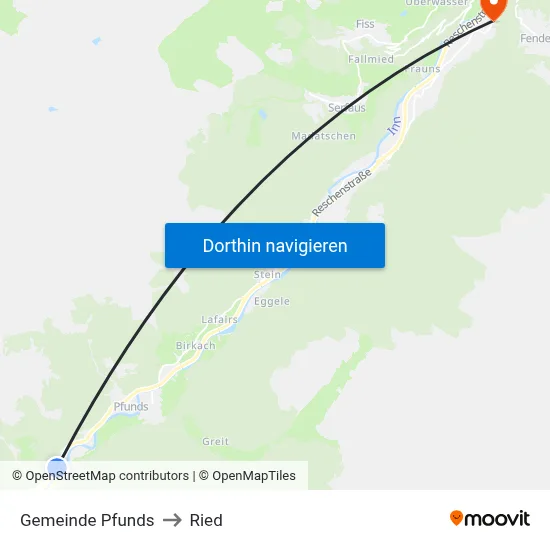 Gemeinde Pfunds to Ried map