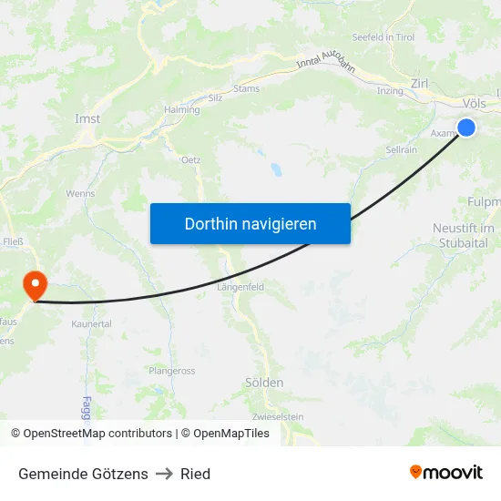 Gemeinde Götzens to Ried map