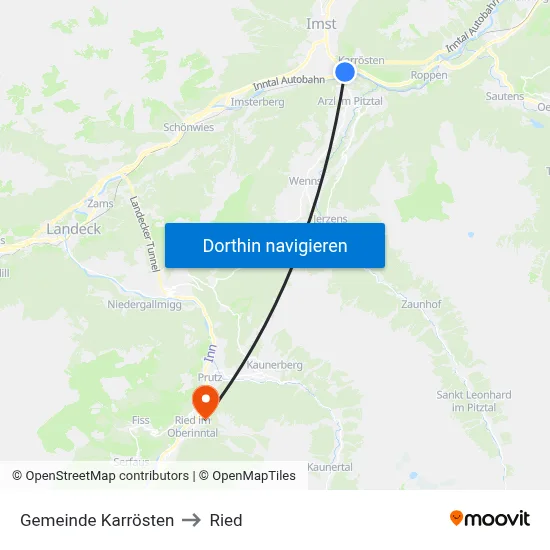 Gemeinde Karrösten to Ried map