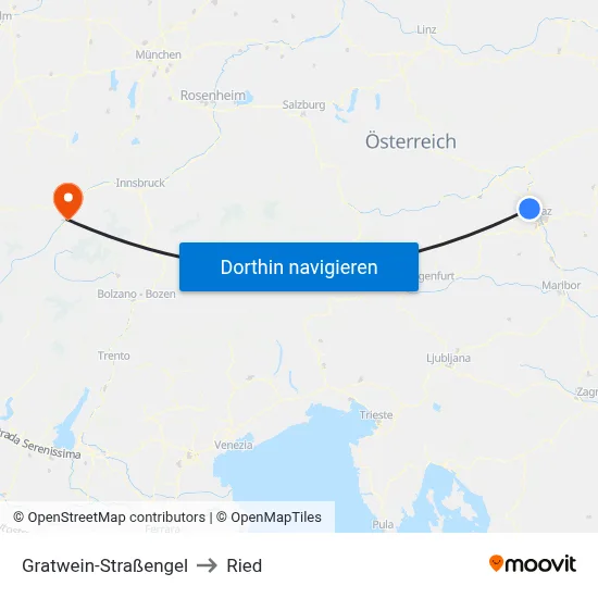 Gratwein-Straßengel to Ried map