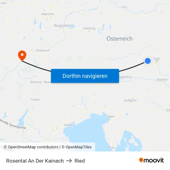 Rosental An Der Kainach to Ried map