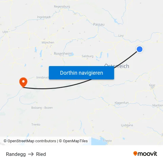 Randegg to Ried map