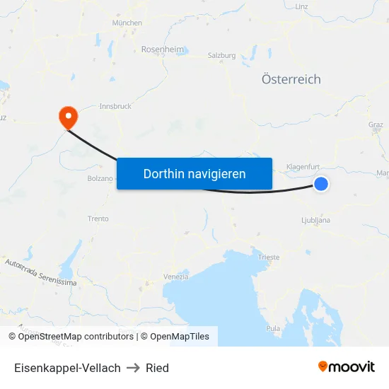 Eisenkappel-Vellach to Ried map