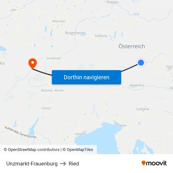 Unzmarkt-Frauenburg to Ried map