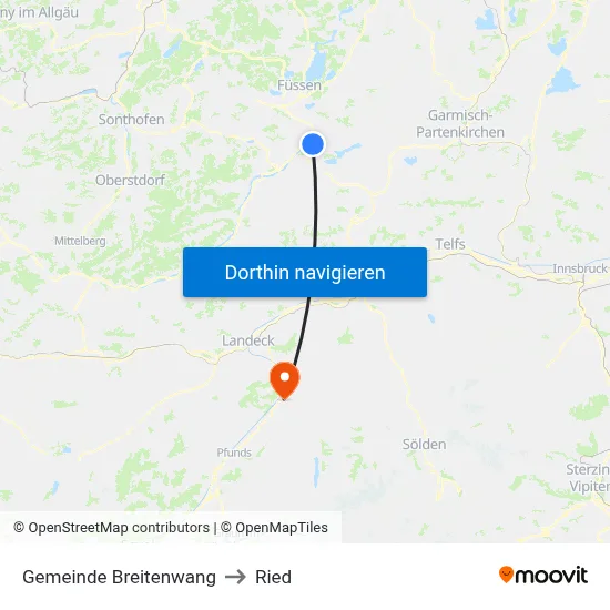 Gemeinde Breitenwang to Ried map