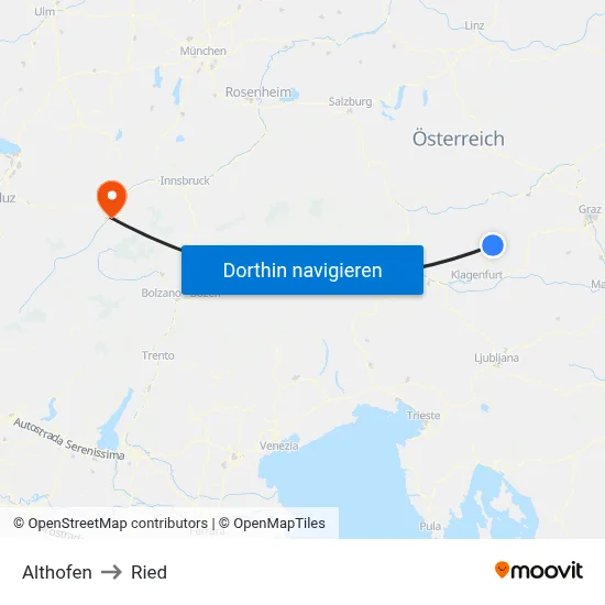 Althofen to Ried map