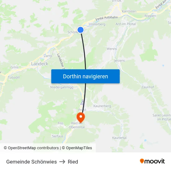 Gemeinde Schönwies to Ried map