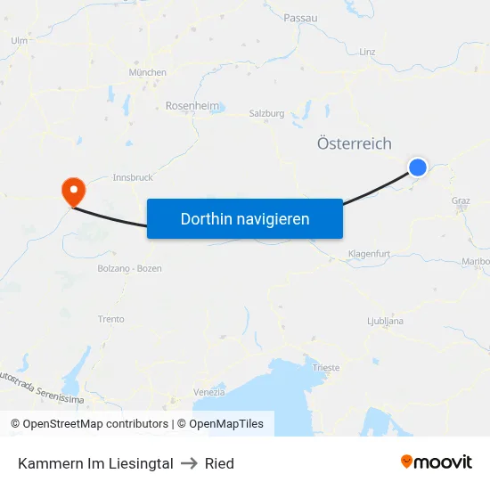 Kammern Im Liesingtal to Ried map