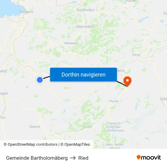 Gemeinde Bartholomäberg to Ried map