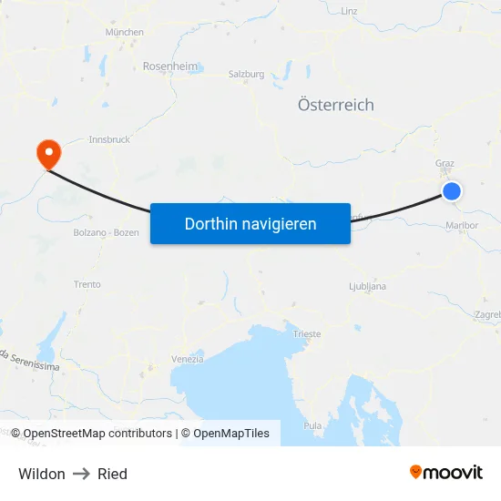 Wildon to Ried map