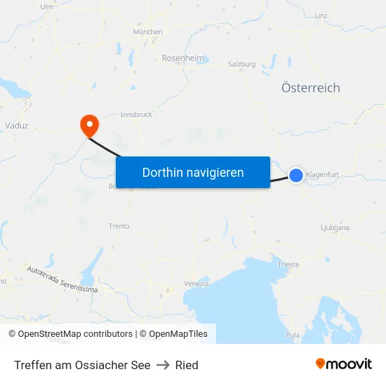 Treffen am Ossiacher See to Ried map