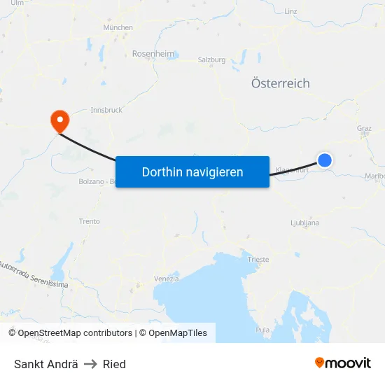 Sankt Andrä to Ried map