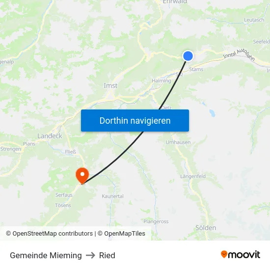 Gemeinde Mieming to Ried map