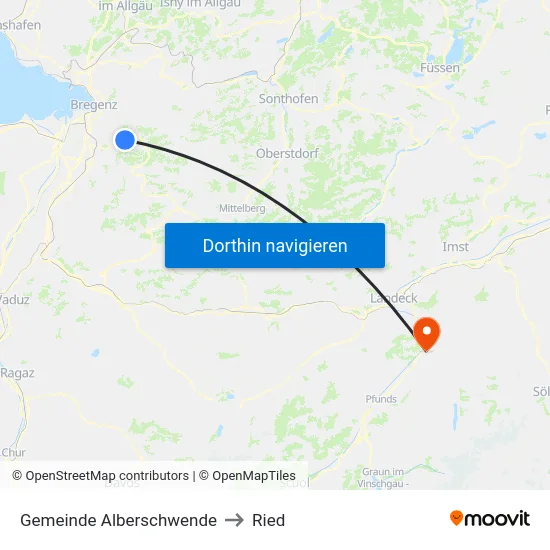 Gemeinde Alberschwende to Ried map