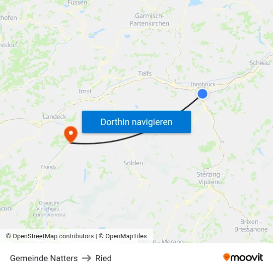 Gemeinde Natters to Ried map