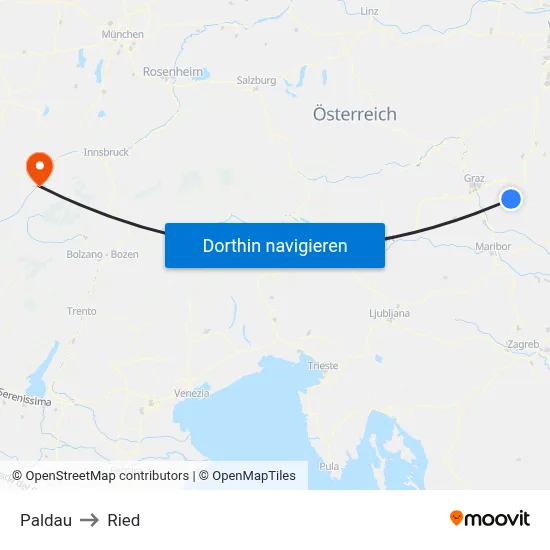 Paldau to Ried map
