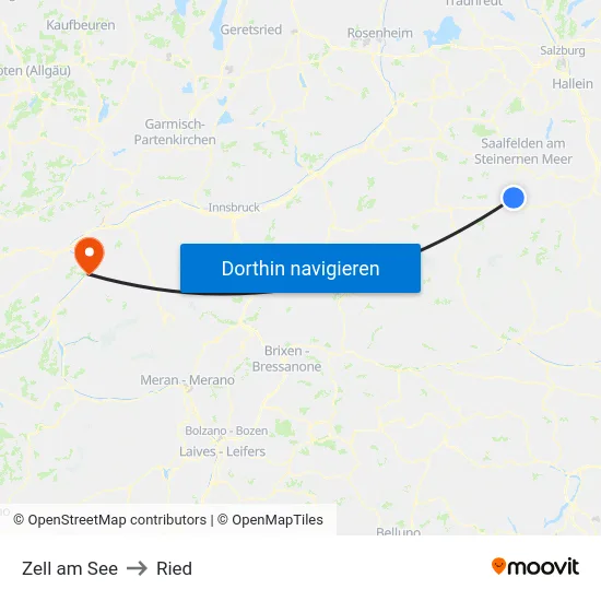 Zell am See to Ried map