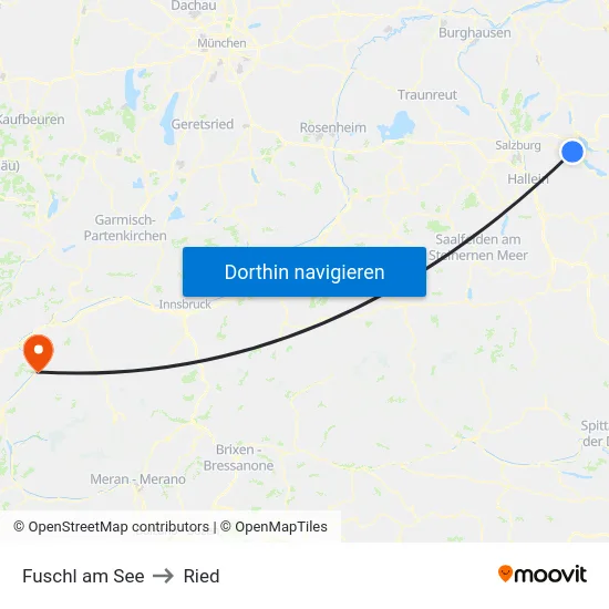 Fuschl am See to Ried map