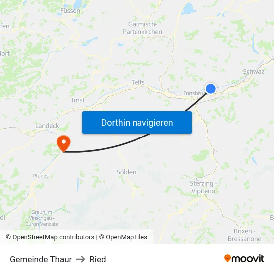 Gemeinde Thaur to Ried map