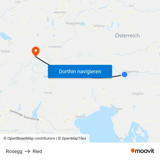 Rosegg to Ried map