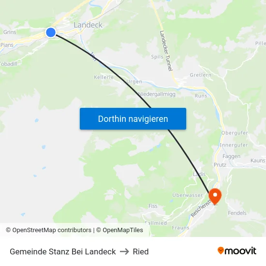 Gemeinde Stanz Bei Landeck to Ried map