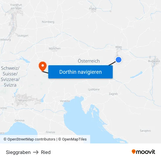 Sieggraben to Ried map