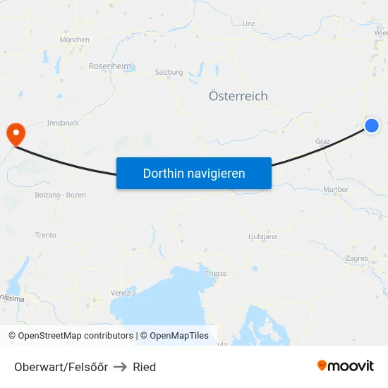 Oberwart/Felsőőr to Ried map