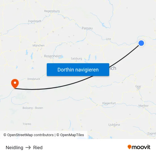 Neidling to Ried map