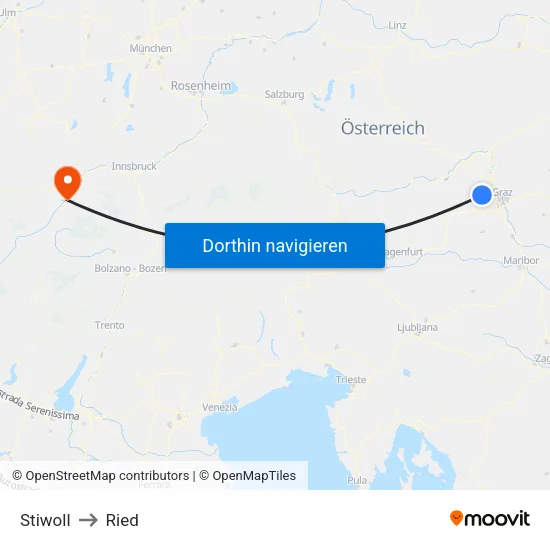 Stiwoll to Ried map