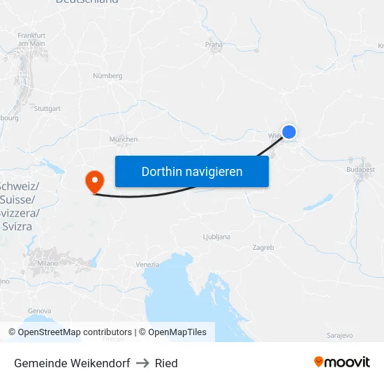 Gemeinde Weikendorf to Ried map