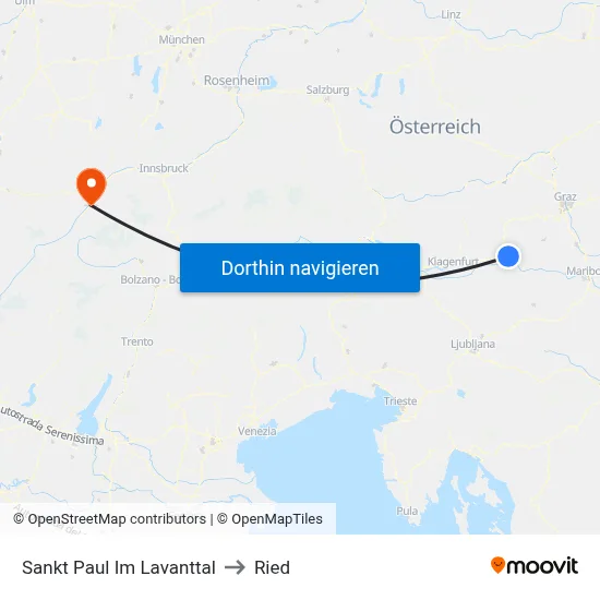 Sankt Paul Im Lavanttal to Ried map