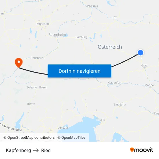Kapfenberg to Ried map