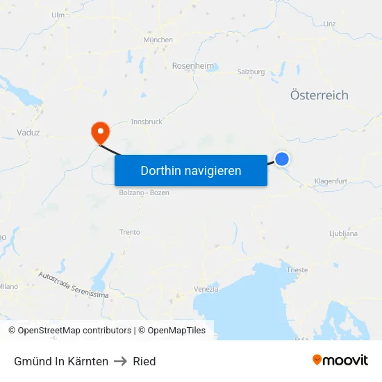 Gmünd In Kärnten to Ried map