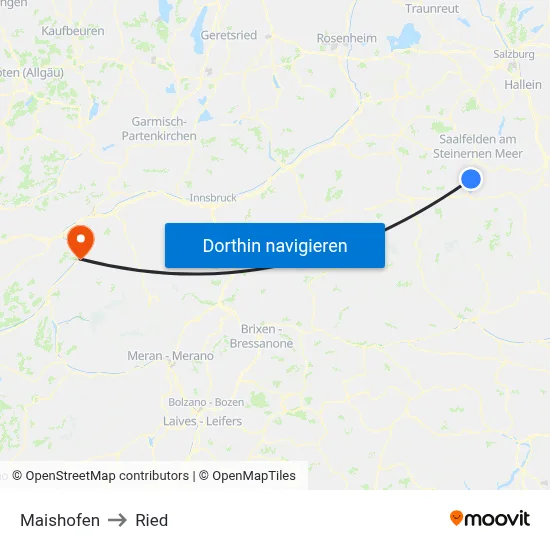 Maishofen to Ried map