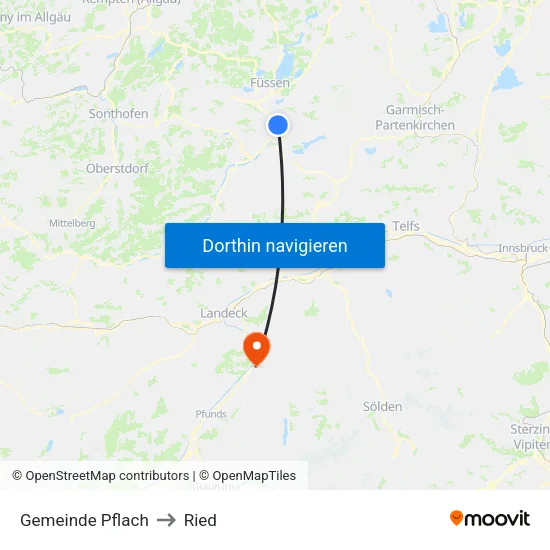 Gemeinde Pflach to Ried map