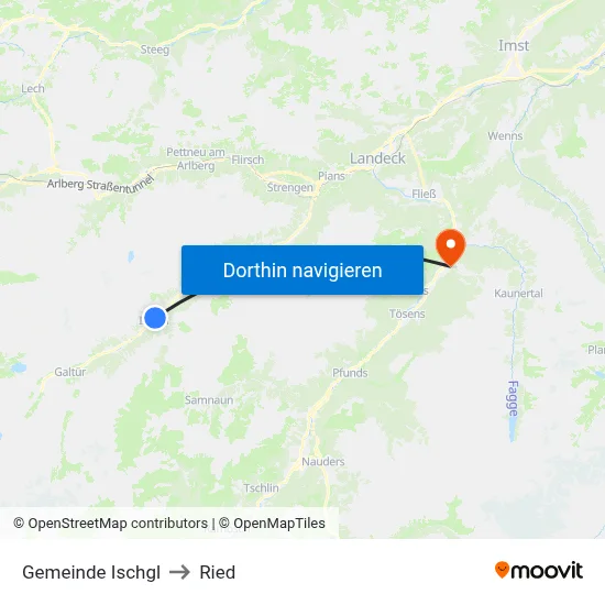 Gemeinde Ischgl to Ried map